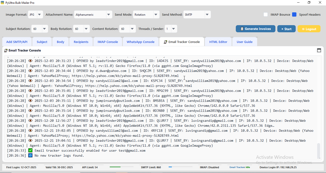 Email Tracker
